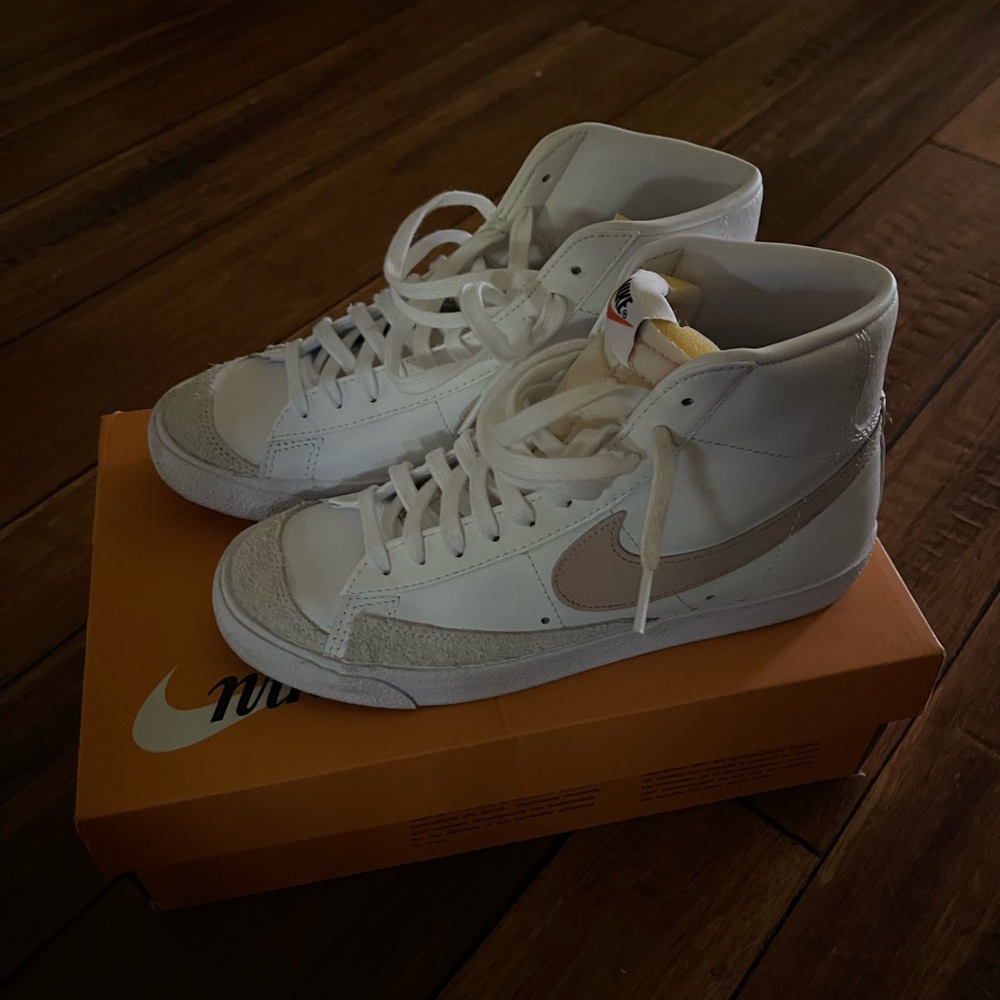 Nike Blazer White and Tan High-Top Sneakers